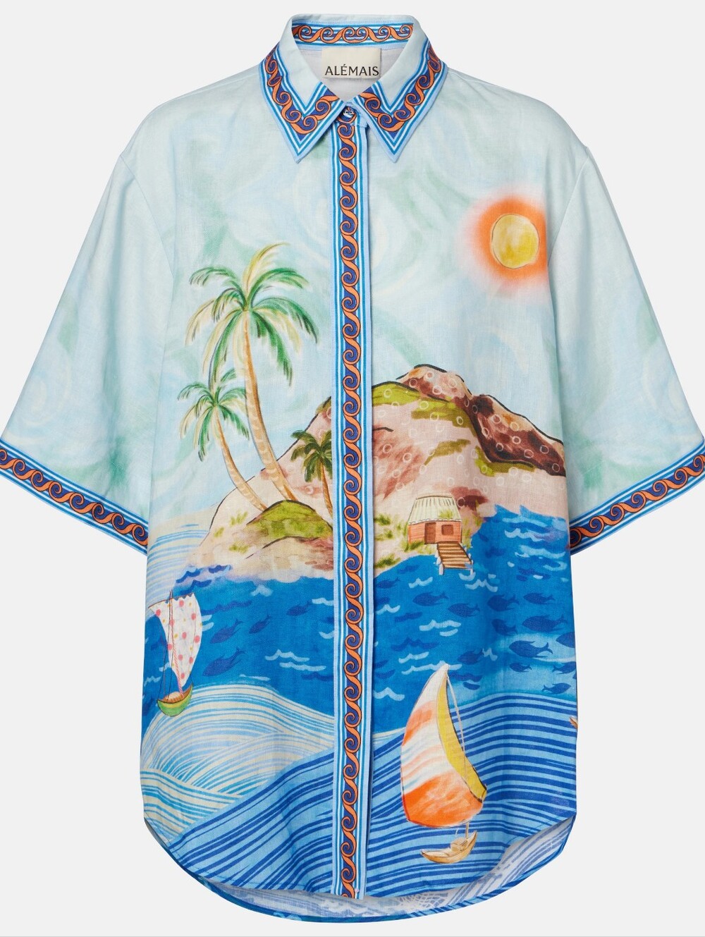 Alemais printed linen shirt US 2